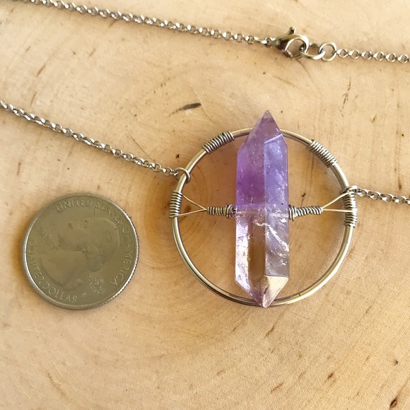 Genuine Ametrine double point crystal necklace - Picture 4 of 8